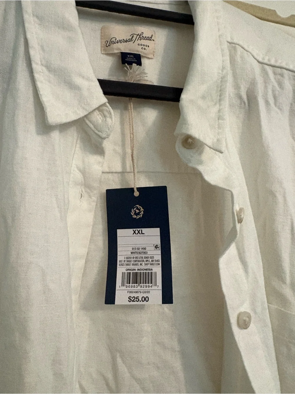 Universal Thread Off-White Linen Button Front Shirt - Picture 2 of 3